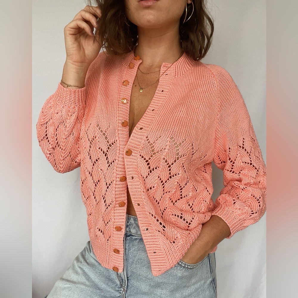 Vintage Coral Pink Cardigan